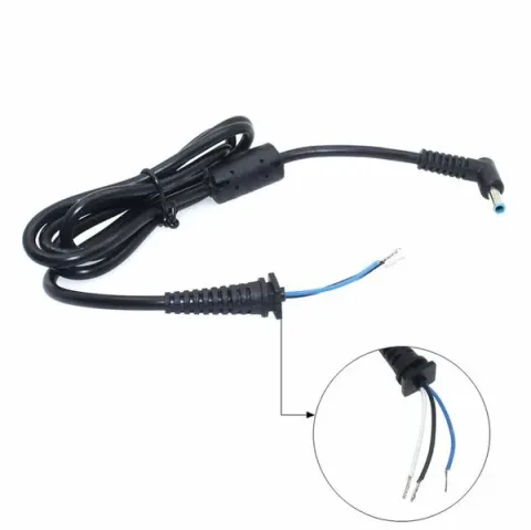 SIFIR HP 45W 65W 90W UYUMLU 3.0 MM X 4.5 MM İÇİN PİNLİ MAVİ UÇ ADAPTÖR DC KABLO (3 DAMARLI)